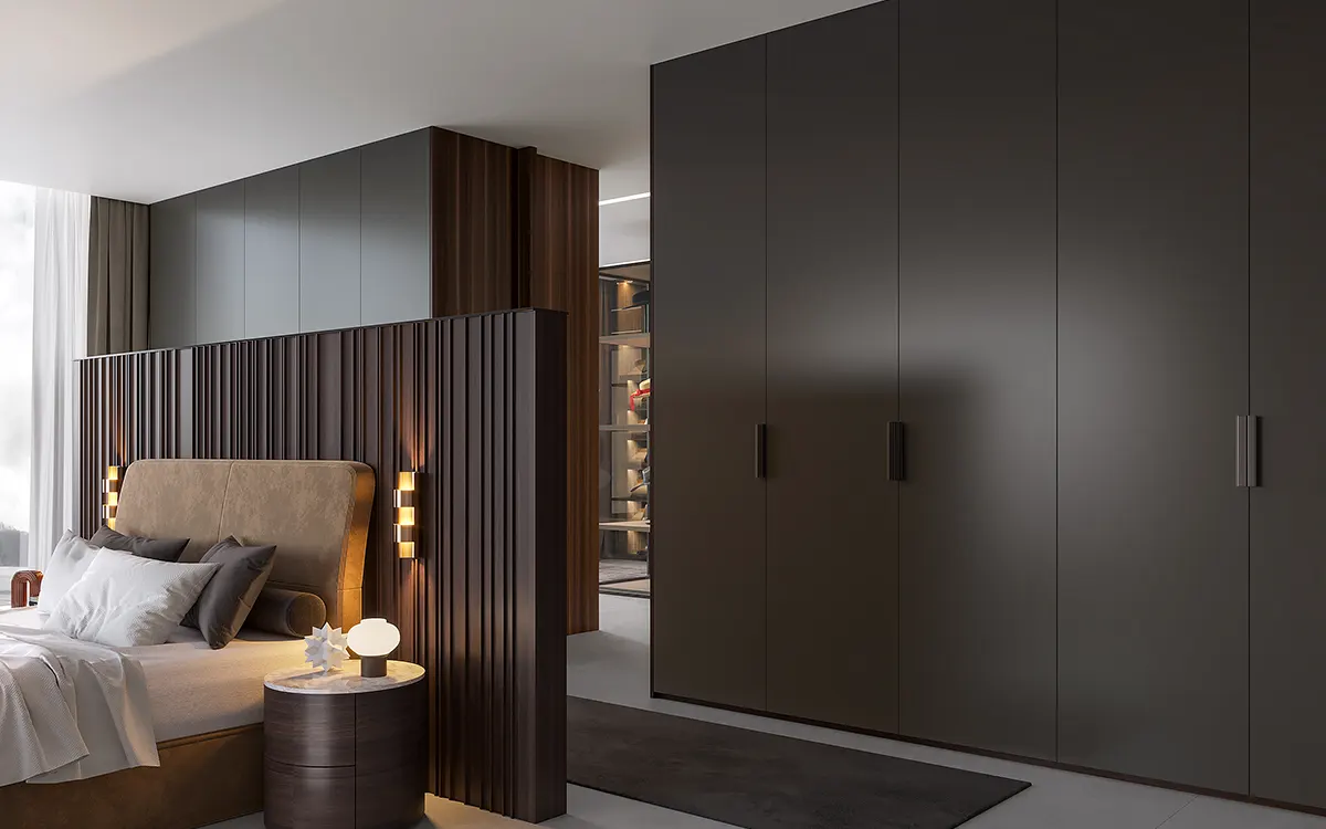 modern luxury closet in dark grey and dark wood obw23 l07 4